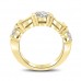 1.54 ct Round and Baguette Cut Diamond Wedding Band Ring In Yellow Gold